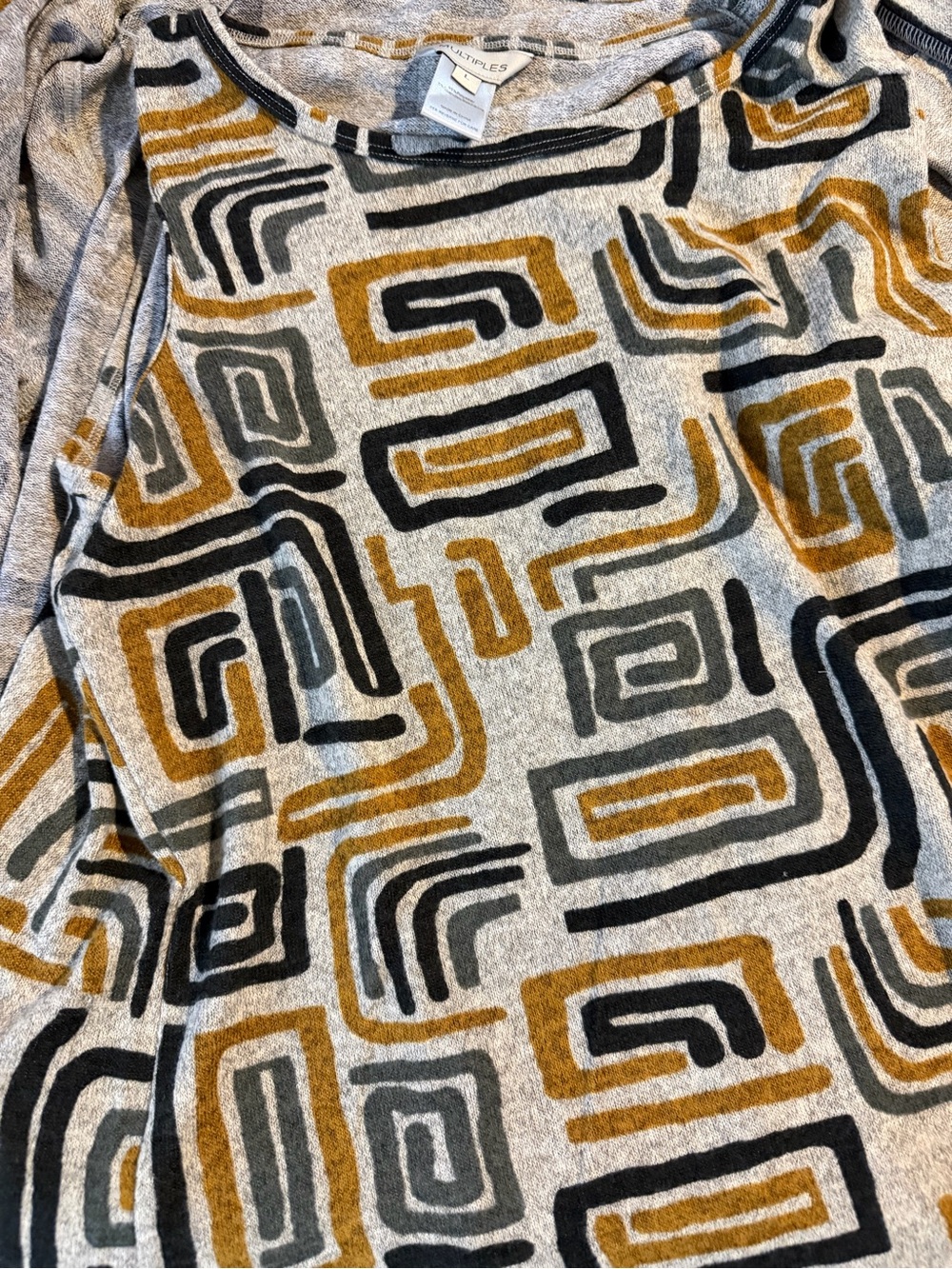 Multiples Geometric Print Cardigan & Built-In Tank Top Size L - Picture 6 of 8